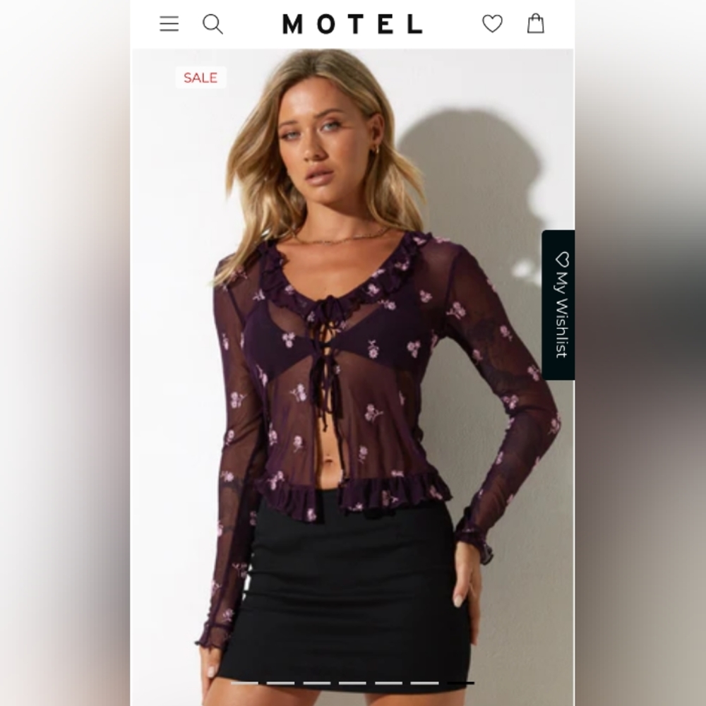 Motel Rocks Tarki Cropped Cardi in Plum Daisy Embroidered